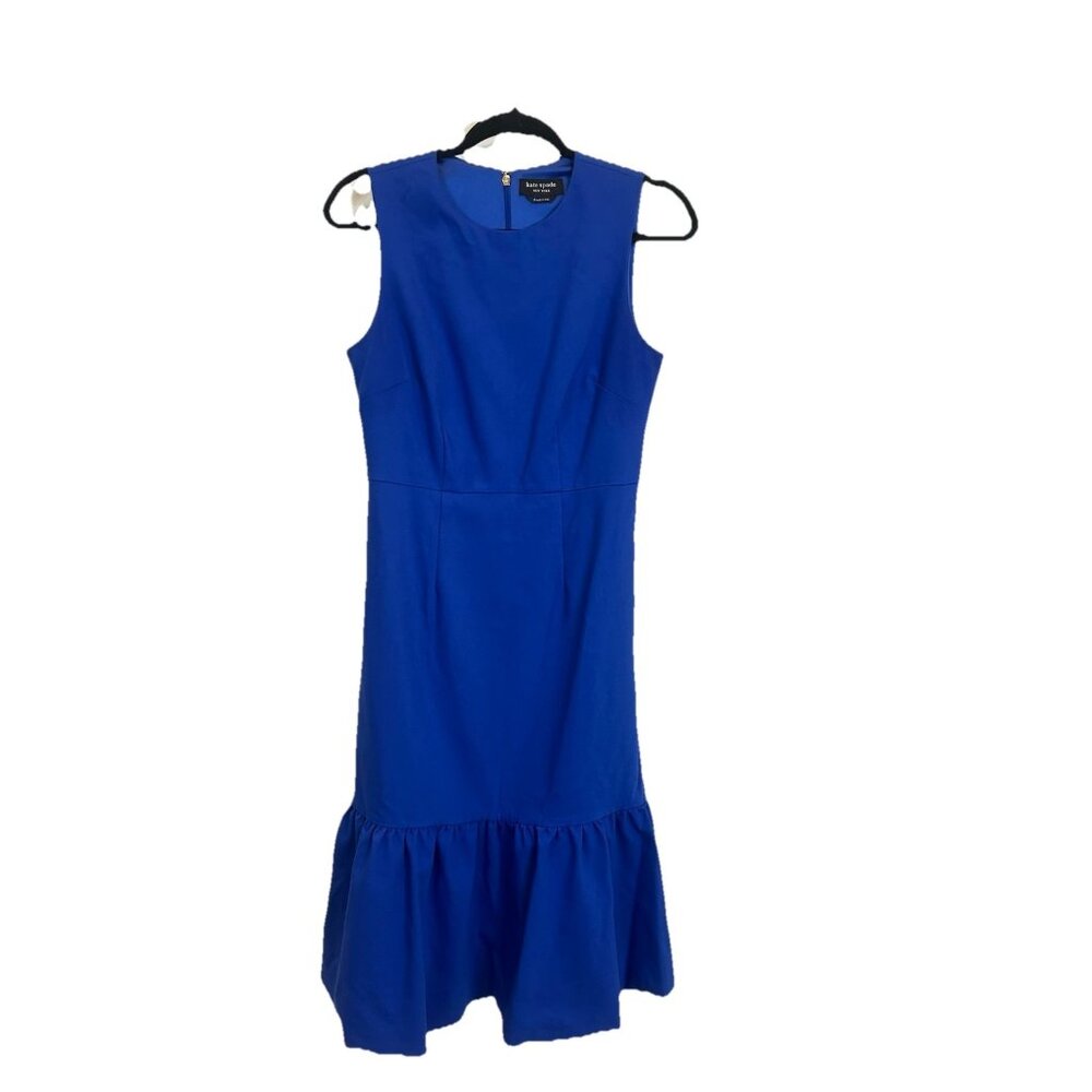 KATE SPADE Size 4 Flounce‎ Sheath Dress Blueberry Blue Sleeveless